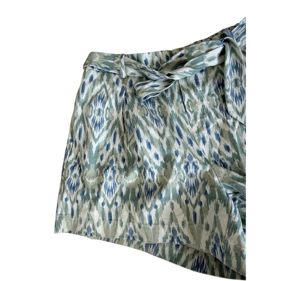 MARC NEW YORK Blue Green Ikat High Waist Belt Shorts Size Large NEW NWT - Picture 4 of 6